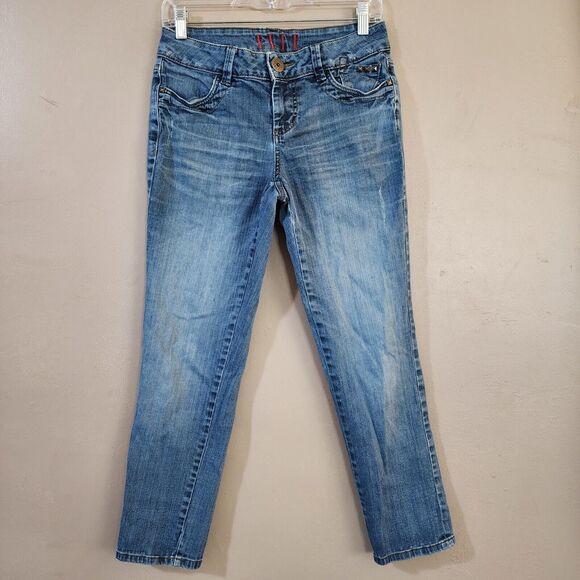 Elle Womens Skinny Ankle Jeans Size 6 Blue Distressed Mid Rise Stretch - Picture 1 of 10